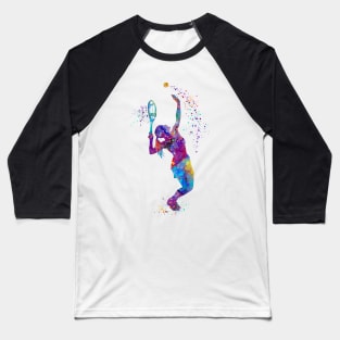 Tennis Girl Watercolor Painting Art Print Gifts Baseball T-Shirt